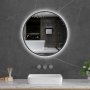 Rund badrumsspegel 60x60 | Svart ram | LED-belysning | Anti-fog & touch-styrning