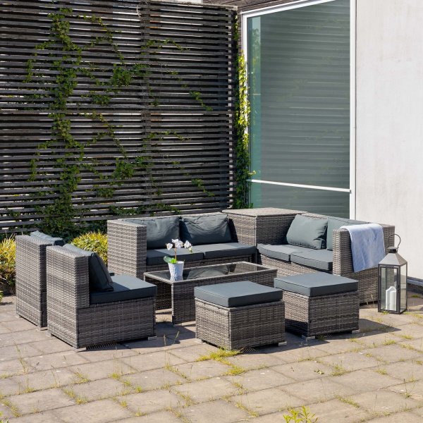 Exklusiv loungegrupp | Inbyggd förvaring | Grå konstrotting | Djursvik - FYNDVARA Exklusiv loungegrupp | Inbyggd förvaring | Grå konstrotting | Djursvik - FYNDVARA