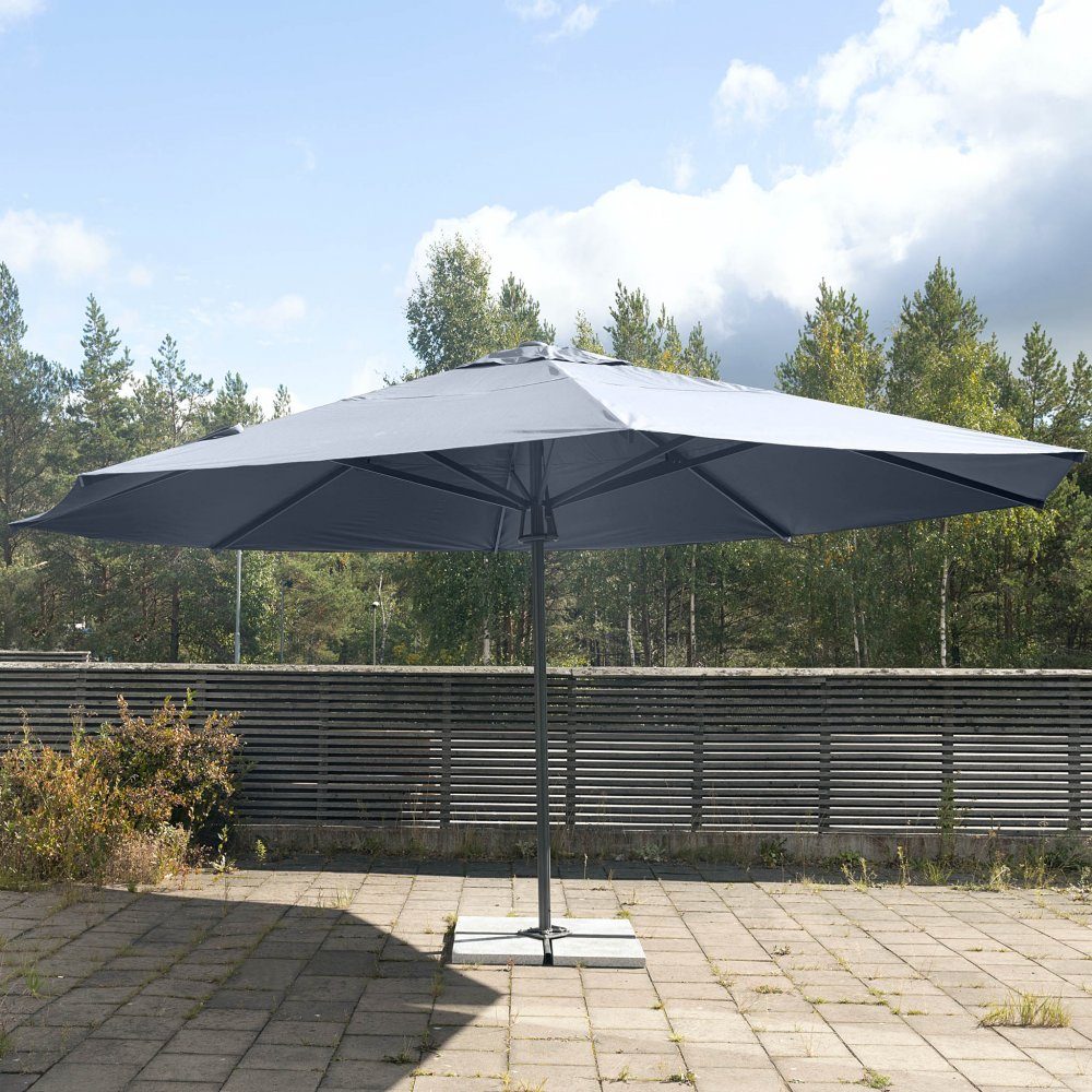 Helautomatiskt premiumparasoll 6m | Grå | Premiumparasoll 6 m i diameter