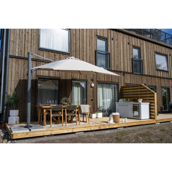 Parasoll 3x3 m| 360� Rotation | UV-skydd | Beige | Metalcraft