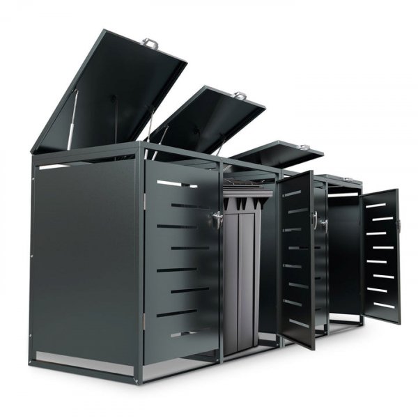 Soptunneskjul 2 kärl | Låsbart | Gasfjäder & ventilation | Mörkgrå Soptunneskjul 2 kärl | Låsbart | Gasfjäder & ventilation | Mörkgrå