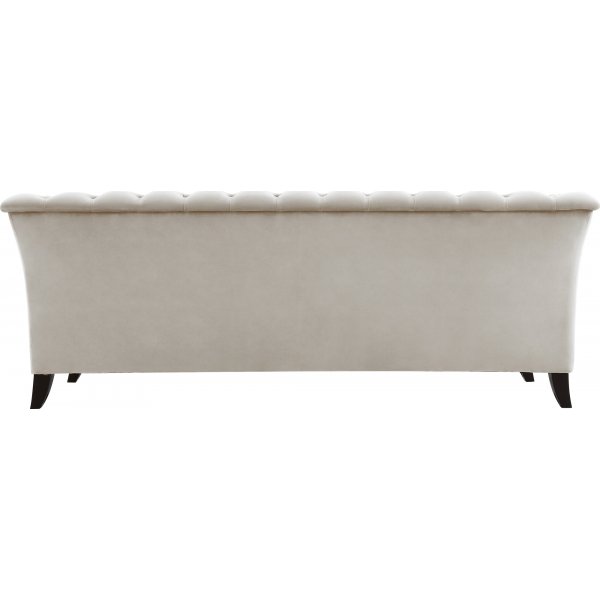 Chesterfieldsoffa 3-sits | Beige sammet, kallskum & avtagbar kl�dsel | Milton