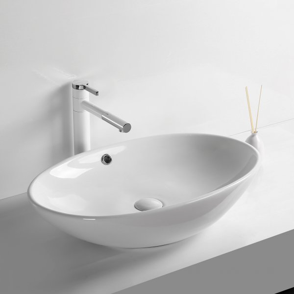 Ovalt handfat 63x42cm | Lyxig, rundad design | Överfyllnadsskydd Ovalt handfat 63x42cm | Lyxig, rundad design | Överfyllnadsskydd