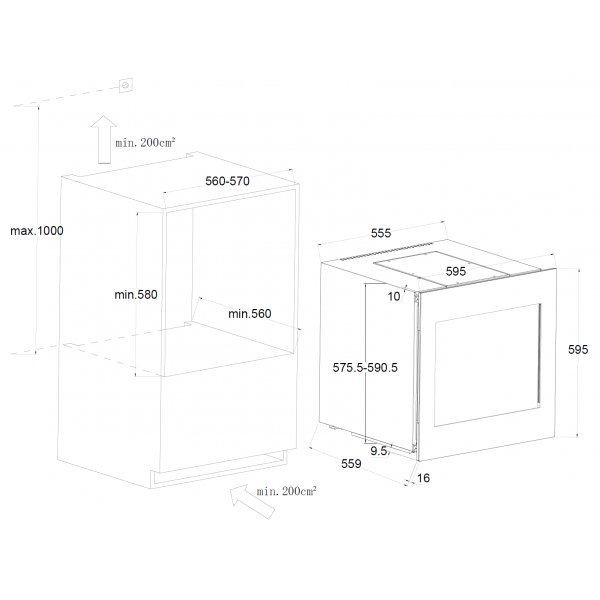 Integrerad vinkyl 24 flaskor | Push-to-Open | Inverterkompressor | 36 dB tystg�ende