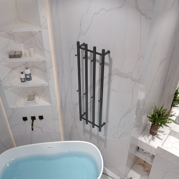 Elektrisk handdukstork 37,5x120x15,5cm | Vertikal | Mattsvart