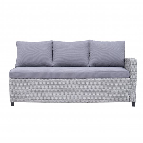 Loungegrupp h�rnsoffa med bord gr� � modern utegrupp i konstrotting | Stenvik