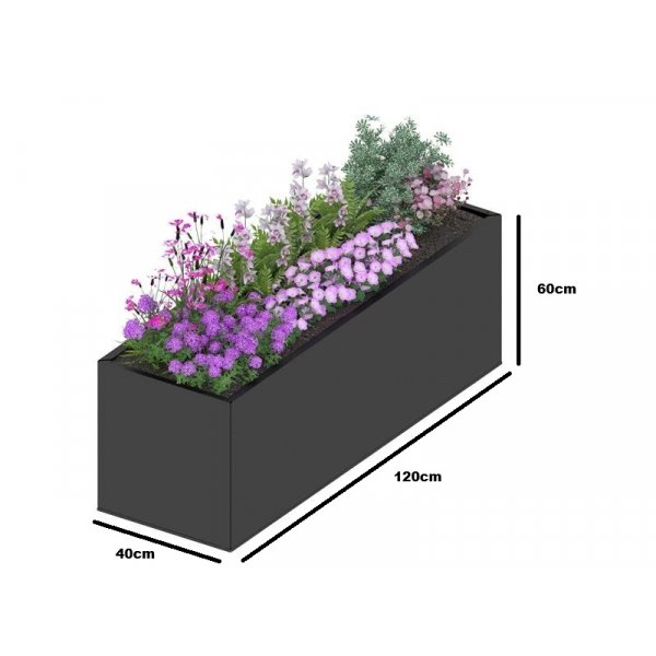 Blomlda i stl | 120x40x60 cm | Svart | Fr utomhusbruk