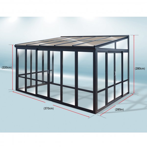Uterum 10,7m | Skerhetsglas och kanalplast | Aluminiumstomme | Svart