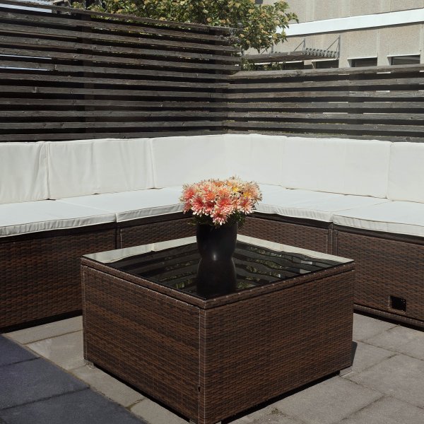 Stor loungegrupp utembler | Smart inbyggd frvaring | Konstrotting