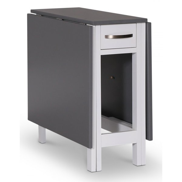 Fårö Slagbord – Vit/Grå | Flexibelt matbord med lådor i akacia & MDF Fårö Slagbord – Vit/Grå | Flexibelt matbord med lådor i akacia & MDF