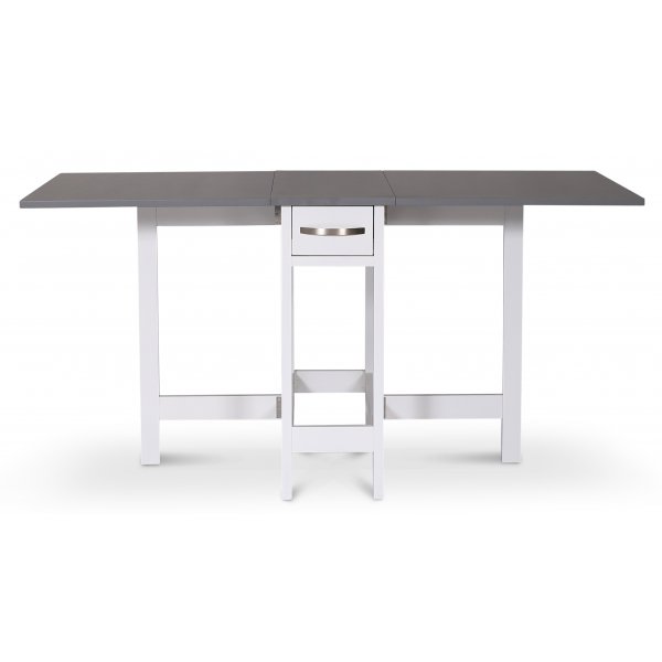 Fårö Slagbord – Vit/Grå | Flexibelt matbord med lådor i akacia & MDF Fårö Slagbord – Vit/Grå | Flexibelt matbord med lådor i akacia & MDF