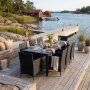 Tr�dg�rdsmatgrupp 8 stolar � Svart bord med glasskiva | Lysekil
