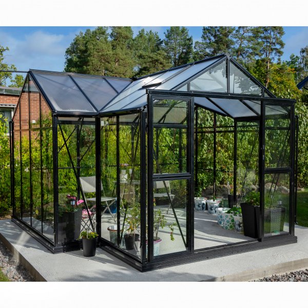 T-format glasvxthus 12,8m | 4mm skerhetsglas | 5 rs stormgaranti