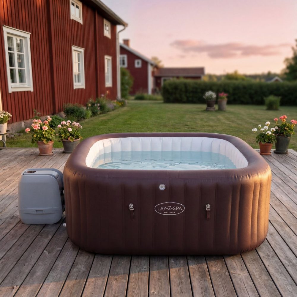 bestway maldives hydrojet pro  uppblåsbart spabad 201x201x80 cm  7 personer  6001u