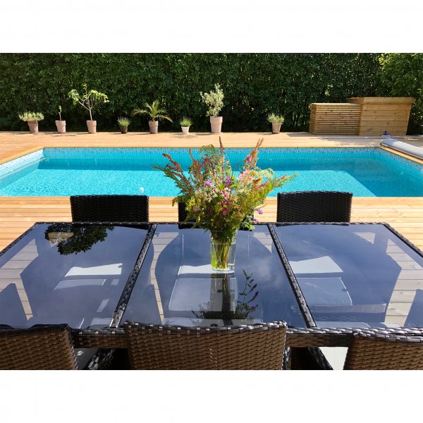 Matgrupp utemöbler med 8 stolar | Dynor ingår | Svart | Lyfco Lysekil Matgrupp utemöbler med 8 stolar | Dynor ingår | Svart | Lyfco Lysekil