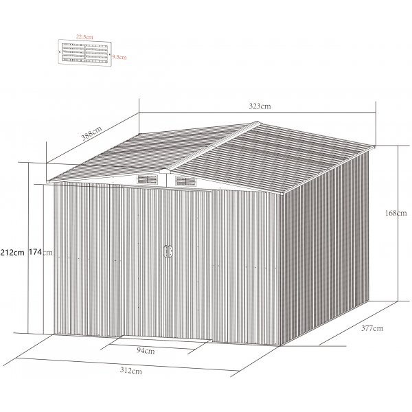 Frrd och redskapsbod 12,5m | Dubbel skjutdrr | Bas ingr
