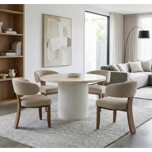 Runt matbord i travertin-look | Ø122 cm | Laxö Runt matbord i travertin-look | Ø122 cm | Laxö