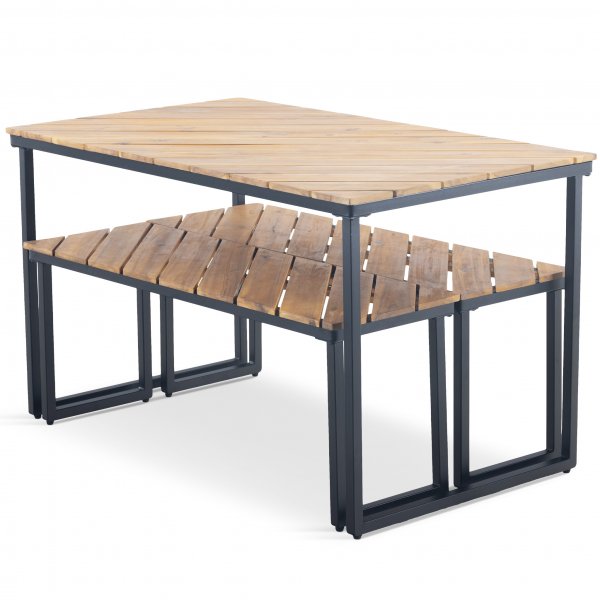 Bord med bnkar | Utomhusmbelset | Acacia | 4 sittplatser | Lyfco ja