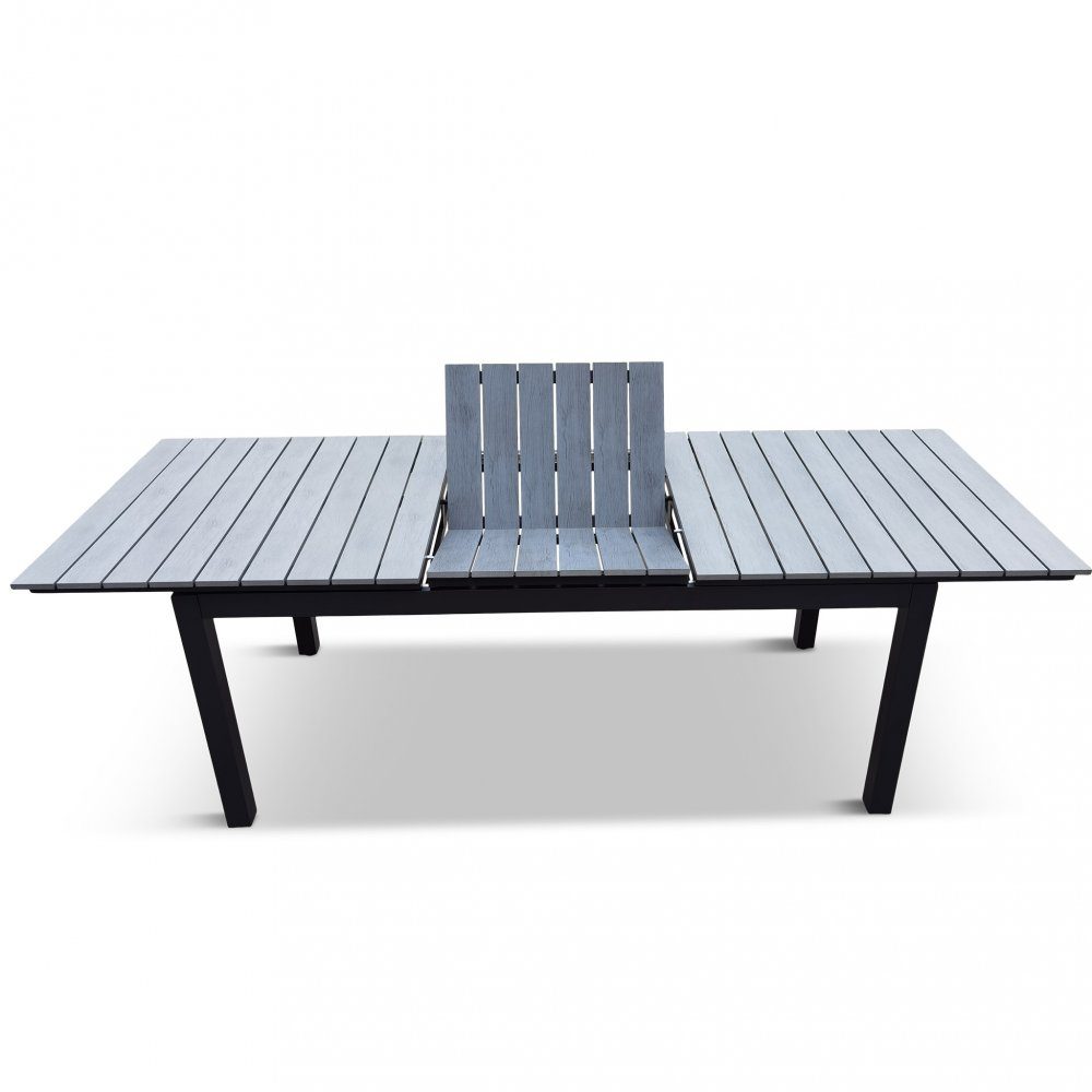 Förlängningsbart Trädgårdsbord Waxholm | Metalcraft 180-240 cm Komposit Svart | Förlängningsbar bordskiva från 180 cm till 240 cm med iläggsskiva.