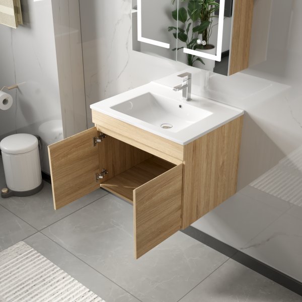 Badrumspaket 60 cm | LED-spegel med skåp | MDF | Nina Badrumspaket 60 cm | LED-spegel med skåp | MDF | Nina