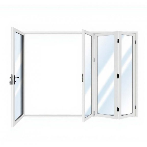 Vikdörr altan 3,0 x 2,43 m | Dubbelglas | Vit aluminium | Härdat glas 5+5 mm Vikdörr altan 3,0 x 2,43 m | Dubbelglas | Vit aluminium | Härdat glas 5+5 mm