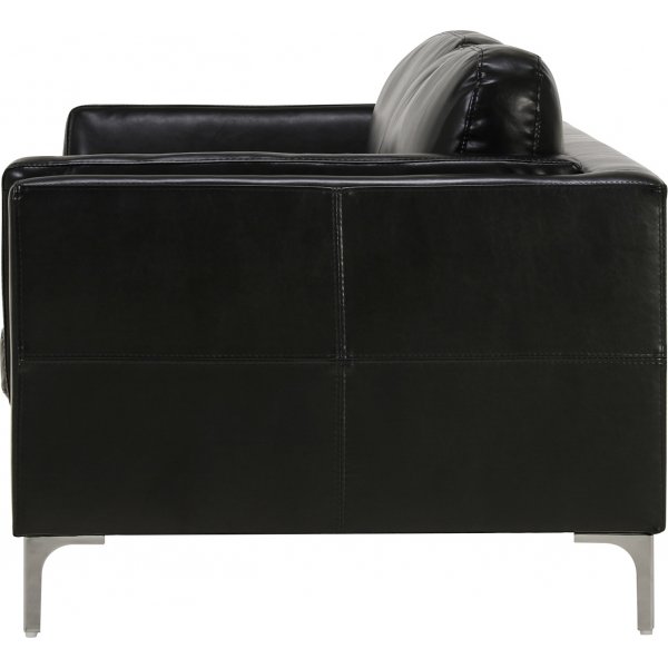 3-sitssoffa Svart | PU-konstl�der, metallben & skumstoppning | Modern
