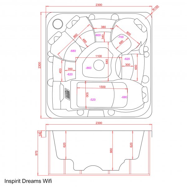 Spabad Inspirit Dreams Blackline - 7 personer | Lyfco Spabad Inspirit Dreams Blackline - 7 personer | Lyfco