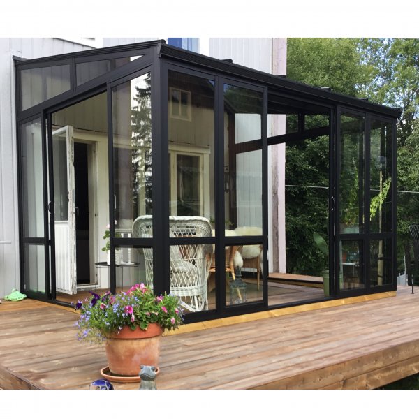 Uterum 10,7m | Skerhetsglas och kanalplast | Aluminiumstomme | Svart