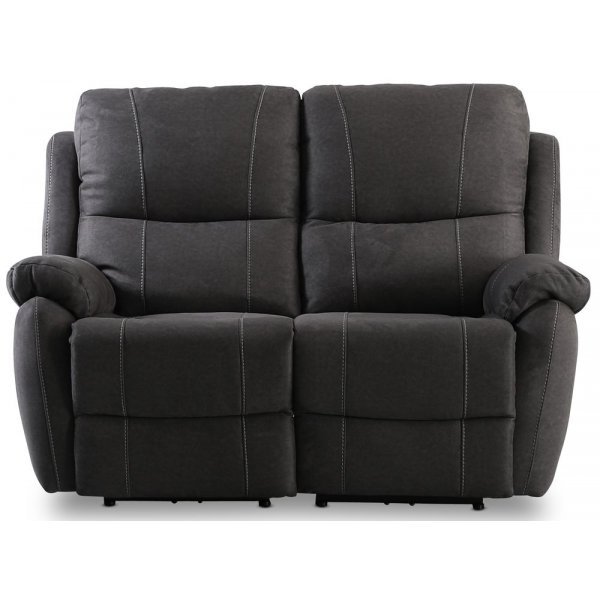 Biosoffa 2-sits med el-recliner � Antracit microfibertyg & pocketfj�dring | Tyst motor & h�g komfort