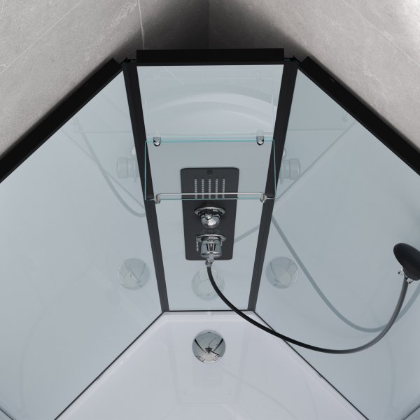 Komplett Duschkabin - Flera strållägen - Regndusch - Svart profil Komplett Duschkabin - Flera strållägen - Regndusch - Svart profil