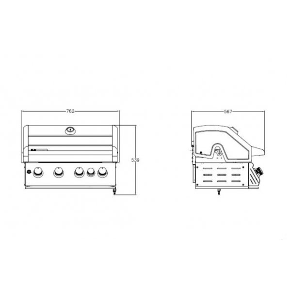 Inbyggnadsgrill gasol f�r utek�k | Rostfri | Texas