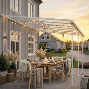 Altantak 5,6x2,5 m |  Aluminiumram med UV-skyddad kanalplast | Vit