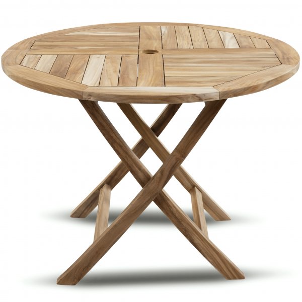 Runt utebord i premiumteak | 4 stolar |Lyfco Smgen