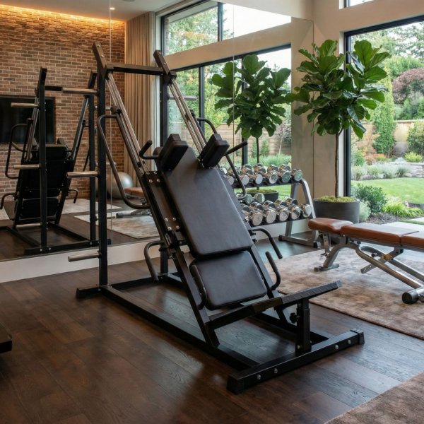 Benpress & Hack Squat-maskin | Kombinerad styrketr�ningsmaskin i st�l | Trekkrunner