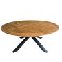 Runt utebord akacia | �180 cm | Svarta ben | H�jd 78 cm