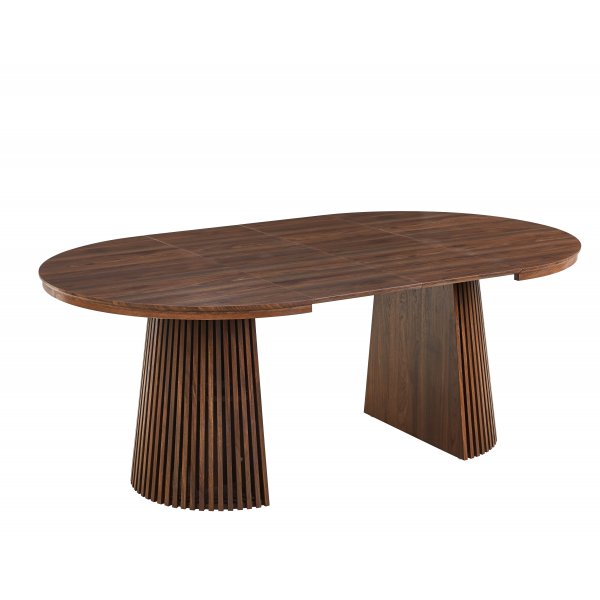 F�rl�ngningsbart runt matbord 120�200 cm i valn�t med plats f�r 4�10 personer | Crossby