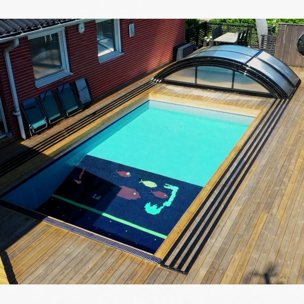 Pooltak 4x8m med sidodörr | Solid polykarbonat 4mm | Svart Pooltak 4x8m med sidodörr | Solid polykarbonat 4mm | Svart