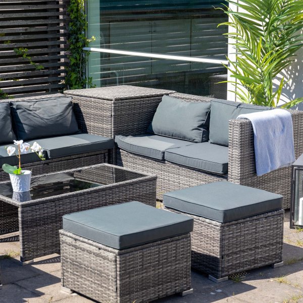 Exklusiv loungegrupp | Inbyggd förvaring | Grå konstrotting | Djursvik Exklusiv loungegrupp | Inbyggd förvaring | Grå konstrotting | Djursvik