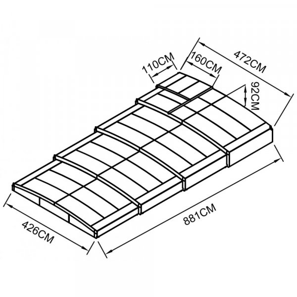 Pooltak 4x8m | Utan skenor | UV-skydd | Flexibel dörr Pooltak 4x8m | Utan skenor | UV-skydd | Flexibel dörr