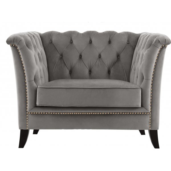 Chesterfieldf�t�lj Gr� Sammet | Eukalyptustr� & ben i gummitr� | Chesterfield