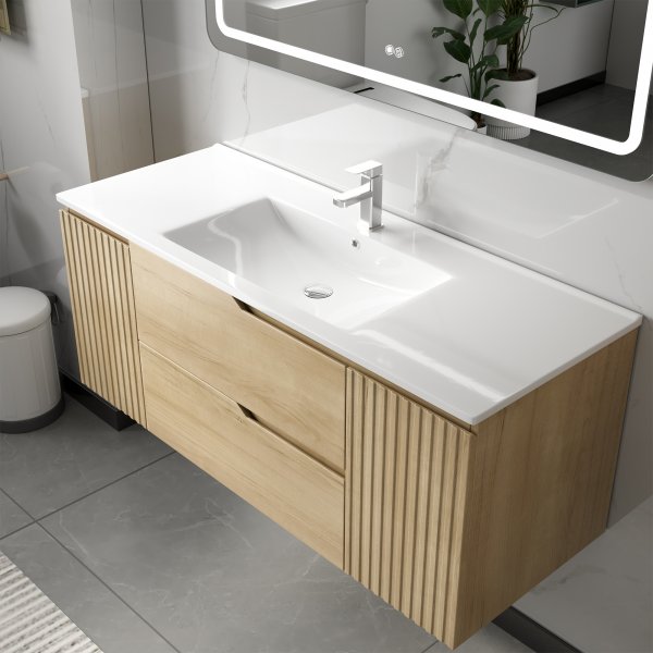 Badrumspaket 120 cm | LED-spegel med anti-fog & dimmer | Milan Badrumspaket 120 cm | LED-spegel med anti-fog & dimmer | Milan