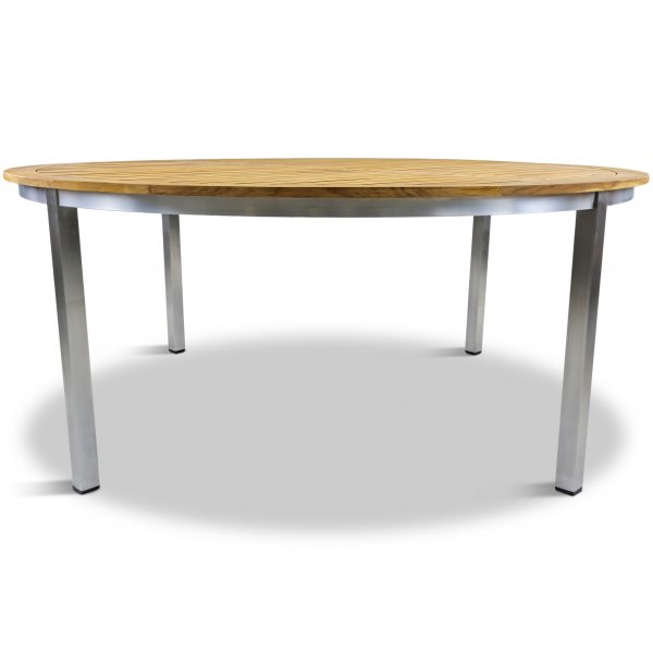 Stor rund trädgårdsgrupp i teak / rostfritt stål | Bord & 8 stolar Stor rund trädgårdsgrupp i teak / rostfritt stål | Bord & 8 stolar