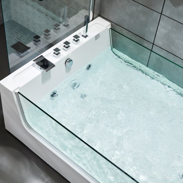 Stort bubbelbadkar för två 170x120cm | Med glas & värmare | BK-007V Stort bubbelbadkar för två 170x120cm | Med glas & värmare | BK-007V