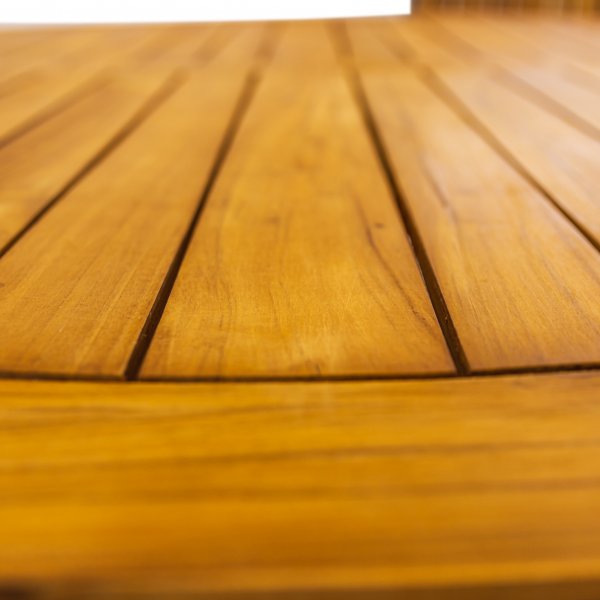 Runt matbord 150cm - Rostfritt stål och teak Runt matbord 150cm - Rostfritt stål och teak