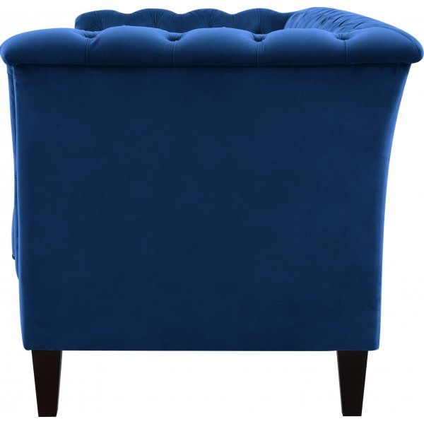Chesterfieldsoffa 2-sits | Bl� sammet, kallskum & avtagbar kl�dsel | Milton