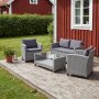 Exklusiv Loungegrupp | H�rnsoffa med bord | Gr� konstrotting | Stockholm