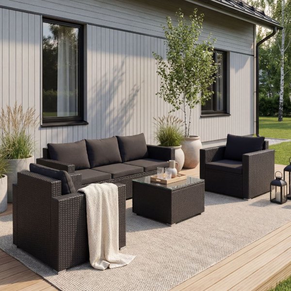 Loungegrupp utem�bler | Svart konstrotting | Huvudsk�r