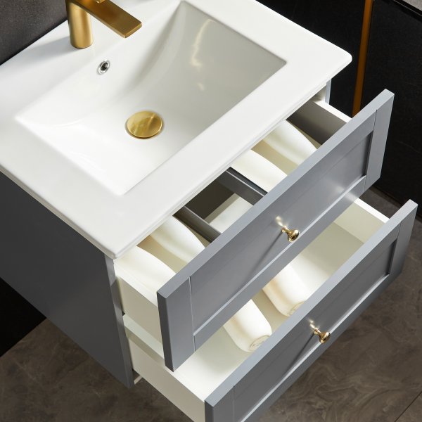 Badrumsmöbel | Kommod & LED-spegel | Velum grå Badrumsmöbel | Kommod & LED-spegel | Velum grå