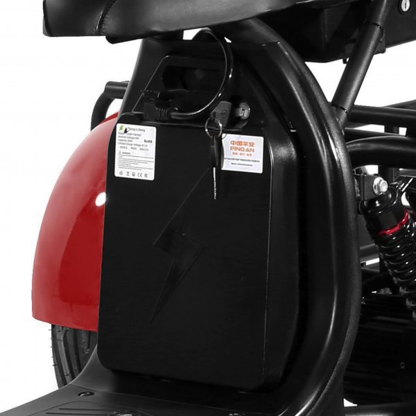 Fatscooter Trehjuling 2000W | Moped klass 1 - Röd Fatscooter Trehjuling 2000W | Moped klass 1 - Röd