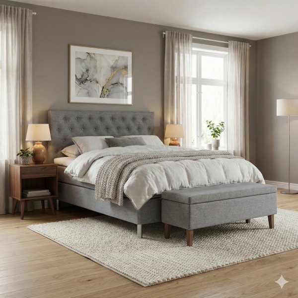 Kontinentals�ng 160�200 cm | 5-zons pocket, bonellbotten & b�ddmadrass | Hilton